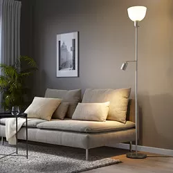 HEKTOGRAM - Lampu lantai sorot atas/lampu baca, warna perak/putih