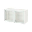 BESTÅ - Shelf unit with glass doors, white Glassvik/white/light green clear glass, 120x40x64 cm