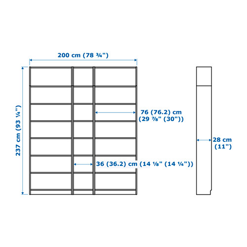 BILLY rak  buku  dg unit penambah tinggi  veneer kayu oak 