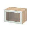 BESTÅ - Unit rak dengan pintu kaca, efek kayu oak diwarnai putih Glassvik/putih/hijau muda kaca bening, 60x42x38 cm