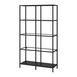 VITTSJÖ - Unit rak , hitam-cokelat/kaca, 100x175 cm