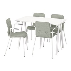 TROTTEN/LÄKTARE - Conference table and chairs, white/light green, 120x70 cm