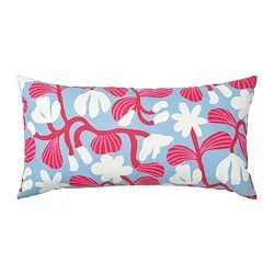 SANDMOTT - Bantal kursi, biru muda/merah terang, 30x58 cm