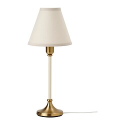 FLYGHÖJD - Table lamp, brass/beige, 54 cm