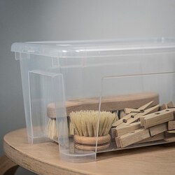 SAMLA - Box with lid, transparent, 28x20x14 cm/5 l