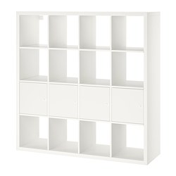 KALLAX - Shelving unit with 4 inserts, white, 147x147 cm
