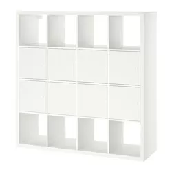 KALLAX - Unit rak, dengan 8 pintu/putih, 147x147 cm