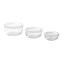 BESTÄMMA - Food container with lid, set of 3, glass