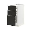 METOD/MAXIMERA - Base cb 3 frnts/2 low/1 md/1 hi drw, white/Nickebo matt anthracite, 40x60x80 cm