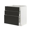 METOD/MAXIMERA - Base cabinet with 3 drawers, white/Nickebo matt anthracite, 80x60x80 cm