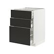 METOD/MAXIMERA - Base cabinet with 3 drawers, white/Nickebo matt anthracite, 60x60x80 cm
