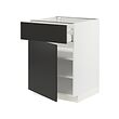 METOD/MAXIMERA - Base cabinet with drawer/door, white/Nickebo matt anthracite, 60x60x80 cm