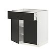 METOD/MAXIMERA - Base cabinet with drawer/2 doors, white/Nickebo matt anthracite, 80x60x80 cm