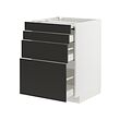 METOD/MAXIMERA - Bc w pull-out work surface/3drw, white/Nickebo matt anthracite, 60x60x80 cm
