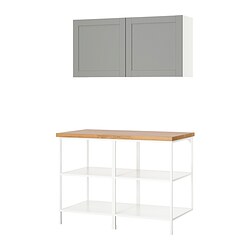 ENHET - Storage combination, white/grey frame, 123x63.5x207 cm