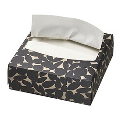 HAVSKUSE - Paper napkin with box, patterned black/white, 32x16 cm