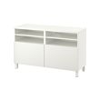 BESTÅ - TV bench with doors, white/Lappviken/Stubbarp white, 120x42x74 cm