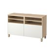 BESTÅ - TV bench with doors, white stained oak effect/Lappviken/Stubbarp white, 120x42x74 cm