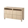 BESTÅ - Meja TV dengan laci, Lappviken efek kayu oak diwarnai putih, 120x40x74 cm