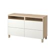 BESTÅ - Meja TV dengan laci, efek kayu oak diwarnai putih/Lappviken putih, 120x40x74 cm