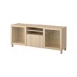 BESTÅ - Meja TV dengan laci, Lappviken/Sindvik kaca bning ksan kayu oak dwrnai pth, 180x40x74 cm
