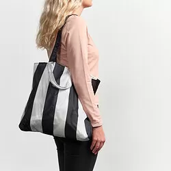 SKYNKE - Kantong belanja, garis-garis/hitam putih, 45x36 cm