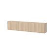 BESTÅ - Wall-mounted cabinet combination, white stained oak effect/Lappviken white stained oak effect, 180x22x38 cm