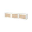 BESTÅ - Wall-mounted cabinet combination, white/Studsviken woven poplar, 180x22x38 cm