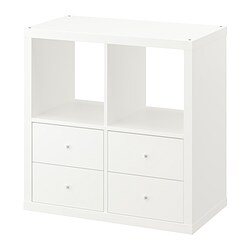 KALLAX - Unit rak, dengan 4 laci/putih, 77x77 cm