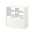 KALLAX - Shelving unit, with 2 doors/with 2 shelf inserts white, 77x77 cm
