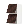METOD - Wall cabinet horizontal w 2 doors, white Hasslarp/brown patterned, 40x37x80 cm