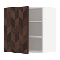 METOD - Wall cabinet with shelves, white Hasslarp/brown patterned, 60x37x60 cm