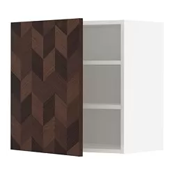 METOD - Kabinet dinding dengan rak, putih Hasslarp/cokelat berpola, 60x37x60 cm