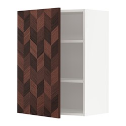 METOD - Wall cabinet with shelves, white Hasslarp/brown patterned, 60x37x80 cm