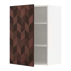 METOD - Kabinet dinding dengan rak, putih Hasslarp/cokelat berpola, 60x37x80 cm