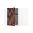 METOD - Corner wall cabinet with carousel, white Hasslarp/brown patterned, 68x37x60 cm