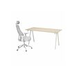 TROTTEN/MATCHSPEL - Desk and chair, beige/white light grey