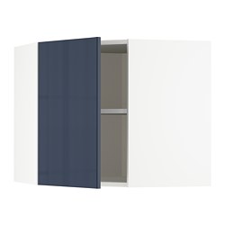 METOD - Corner wall cabinet with shelves, white/Järsta black-blue, 68x37x60 cm