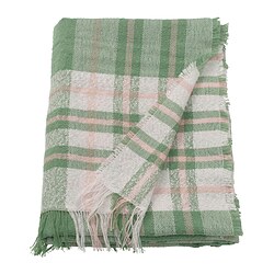 BISKOPSMÖSSA - Throw, green/off-white, 130x170 cm