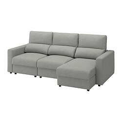MALMKÖPING - Sofa 3 dudukan, dengan chaise longue/Tibbleby krem/abu-abu
