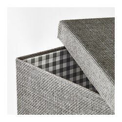 KVARNVIK - Kotak penyimpanan dengan penutup, abu-abu, 32x35x32 cm