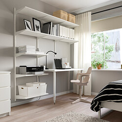BOAXEL/LAGKAPTEN - Shelving unit with table top, white, 187x62x201 cm