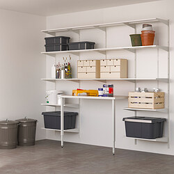 BOAXEL/LAGKAPTEN - Shelving unit with table top, white, 250x62x201 cm