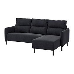 MANNARP - 3-seat sofa with chaise longue, Saxemara black-blue