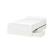 VIHALS - Bed frame with 2 storage boxes, white, 120x200 cm