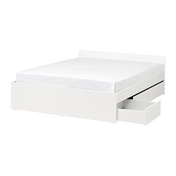 VIHALS - Bed frame with 2 storage boxes, white/Luröy, 160x200 cm