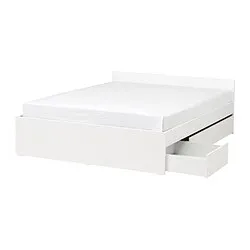 VIHALS - Rangka tempat tidur + 2 boks, putih/Luröy, 160x200 cm