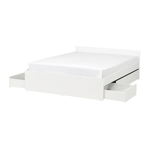 VIHALS bed frame with 4 storage boxes