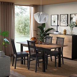 ÅLHULT - Meja yang dapat dipanjangkan, hitam/cokelat, 120/170x80 cm