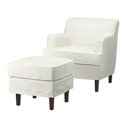 ROCKSJÖN - Armchair with footstool, Blekinge white